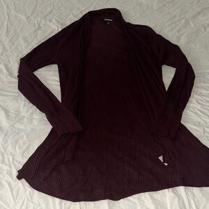 Express Deep Red Ribbed Cardigan
